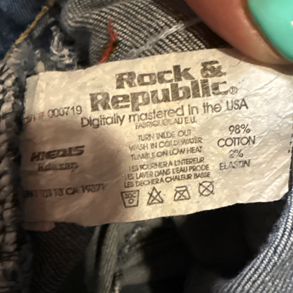 Women's Rock & Republic Flare Jeans Size 29 Blue with Orange Stitching - Picture 6 of 9